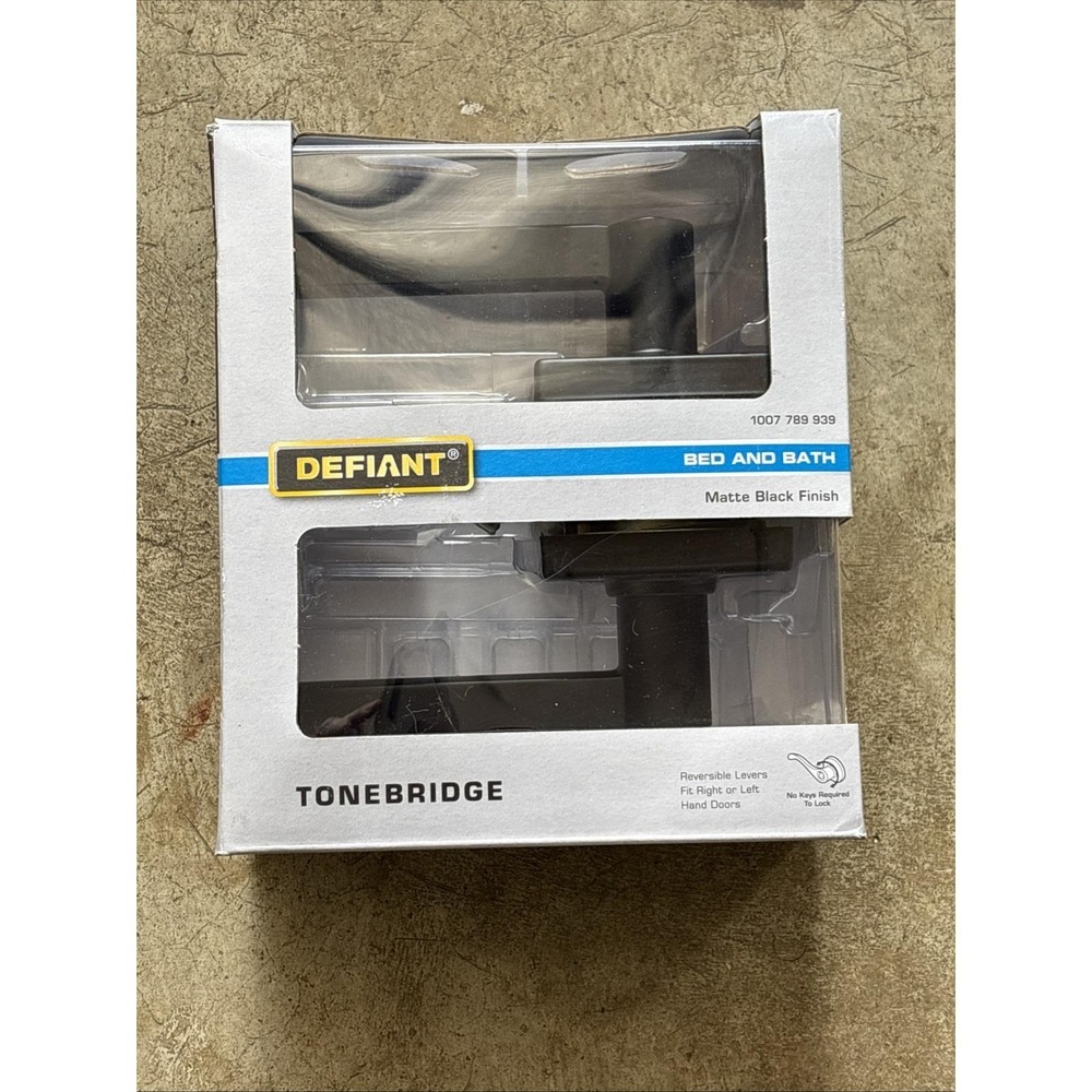 Defiant Tonebridge Matte Black Bed/Bath Door Handle with Square Rose